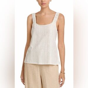 Vince Camuto New Ivory Island Oasis Metallic Pinstripes Tank Top M